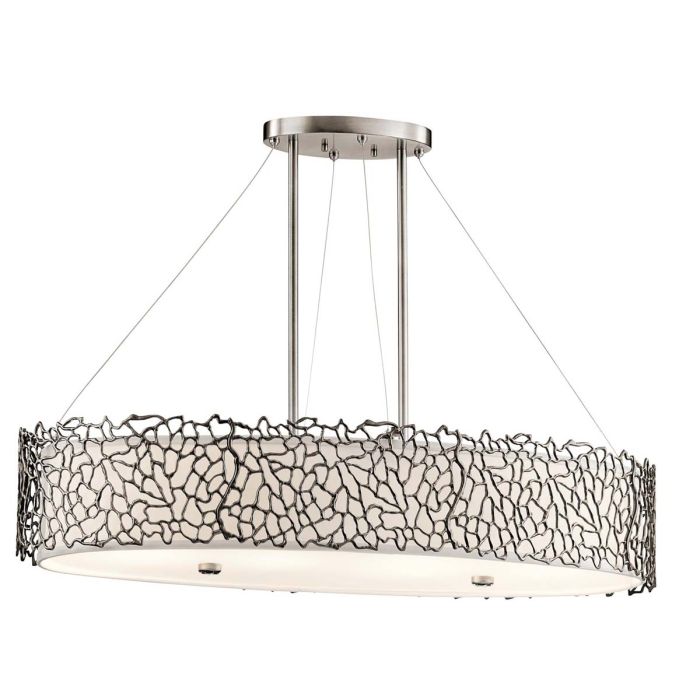 Silver Coral 4 Light Oval Island Pendant Classic Pewter - KL-SILVER-CORAL-ISLE