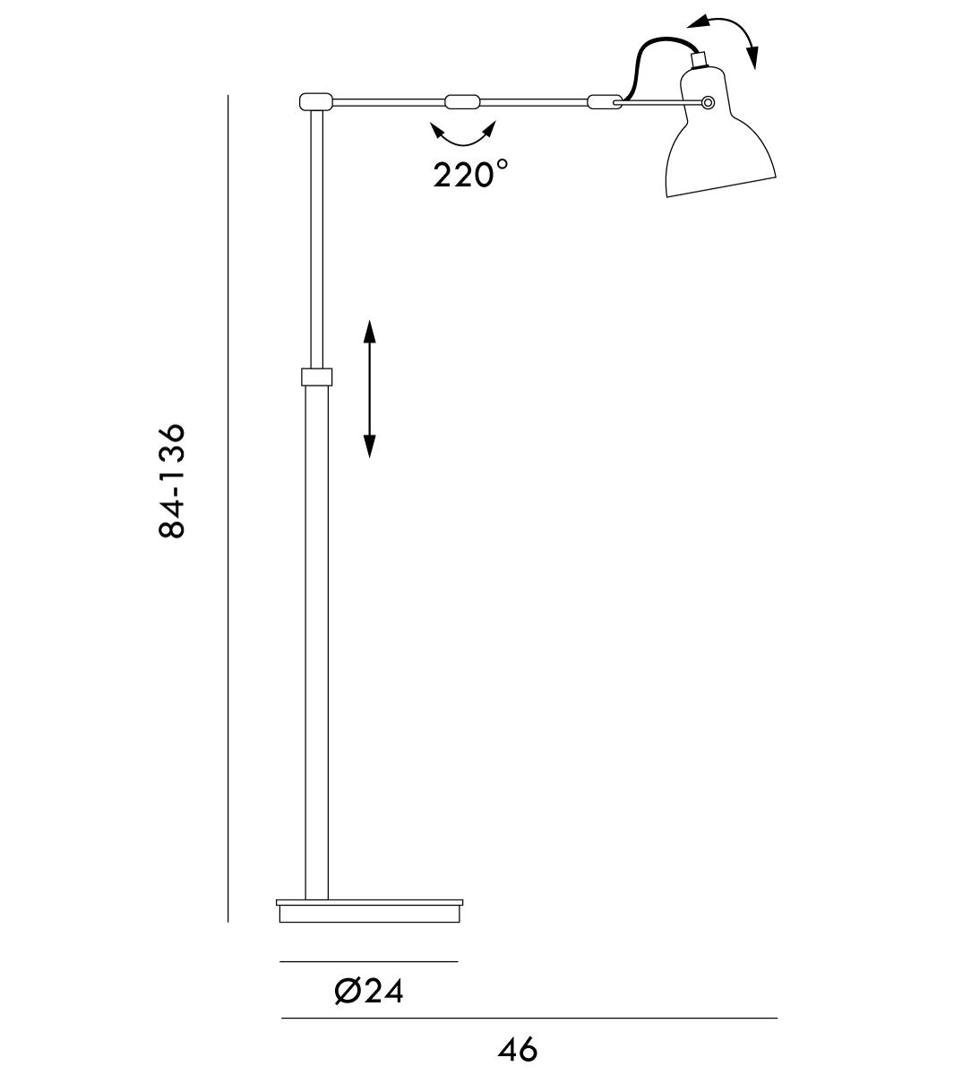 Laito Mini Floor Lamp White & Black - SE PT/LAITO/MIN/BK