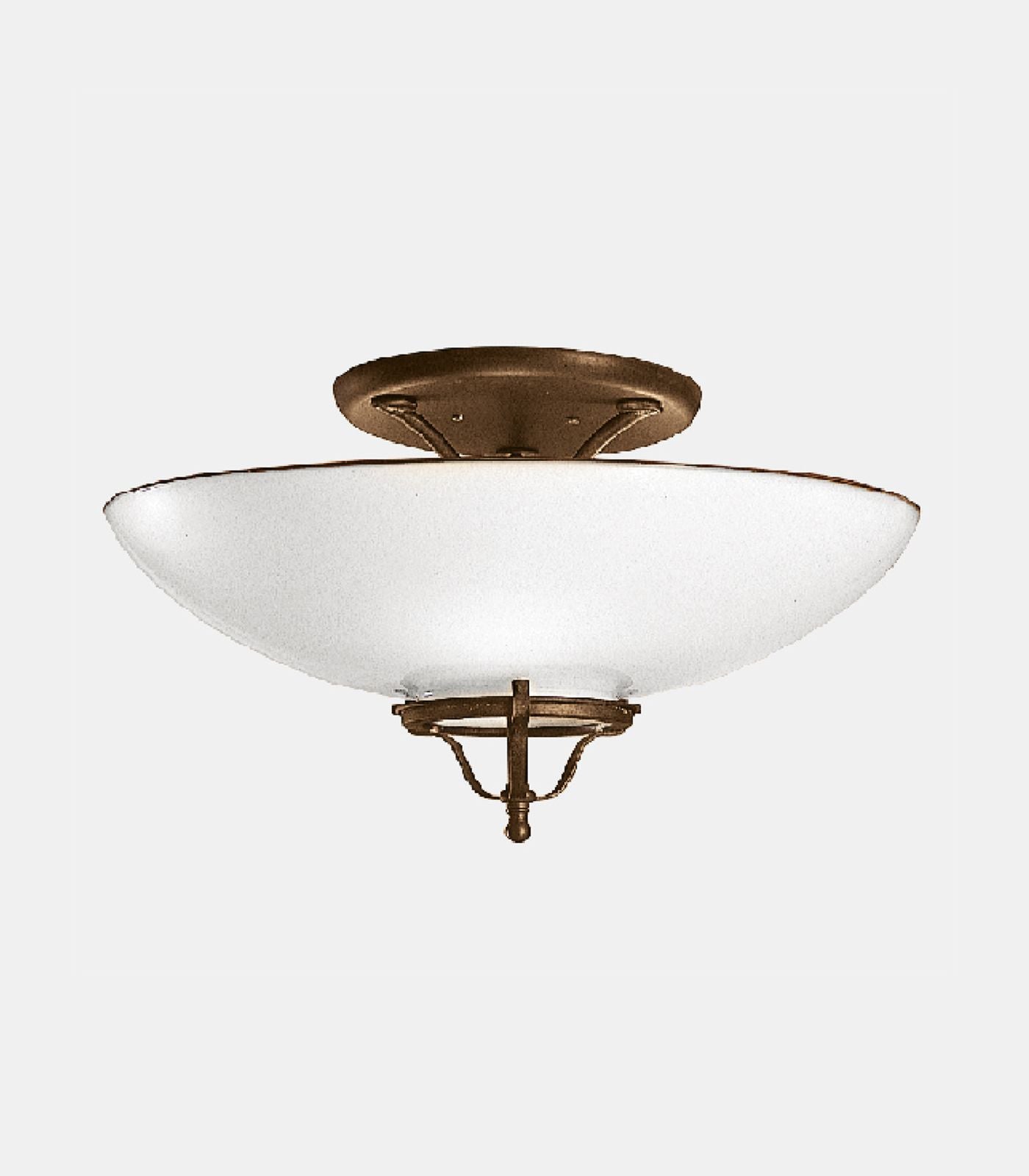 Country Large Curve Semi Flush Mount Light White & Antique Brass - IL.080.02.OV