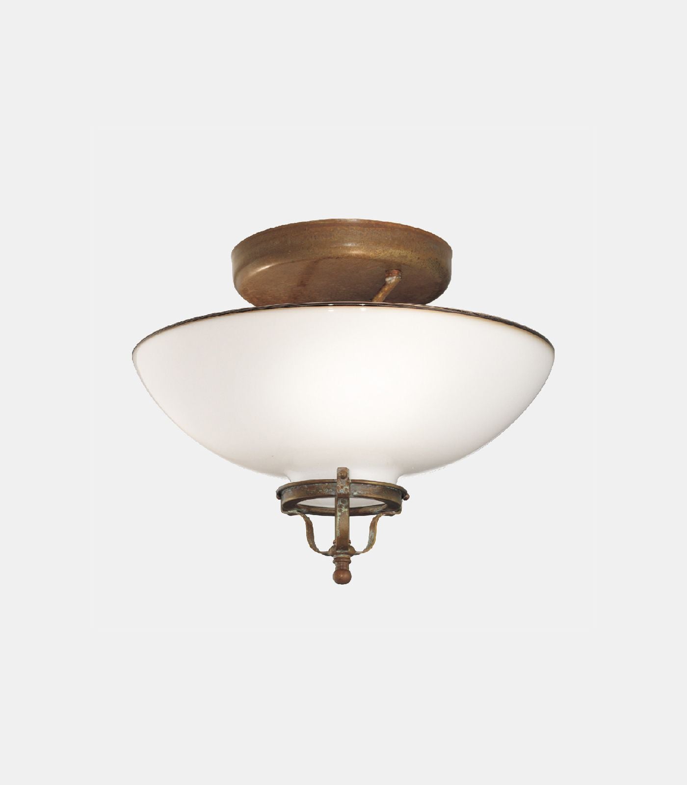 Country Medium Curve Semi Flush Mount Light White & Antique Brass - IL.082.02.OV