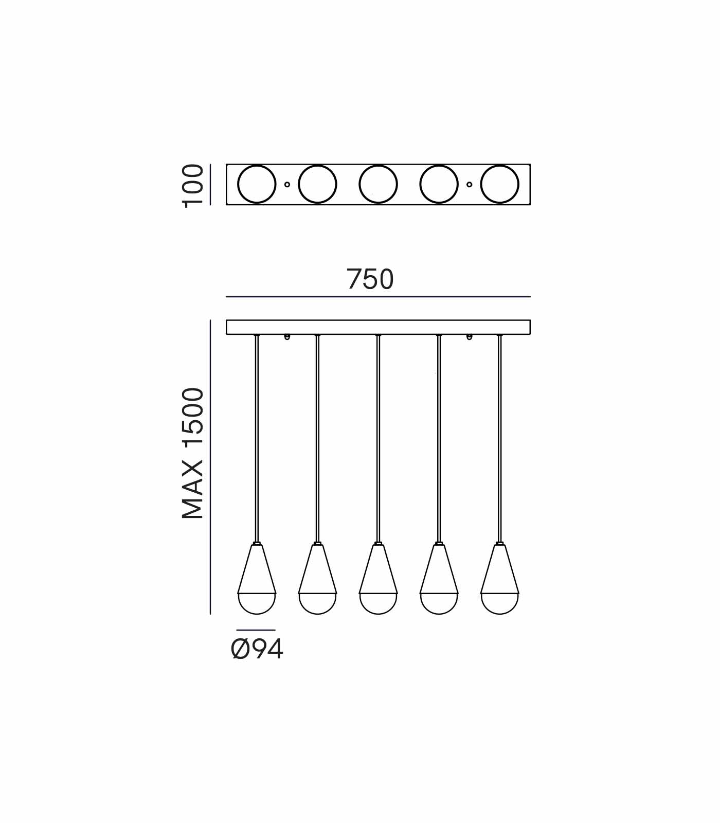 Dew Linear Pendant Light Iron - IL.289.11.FFT