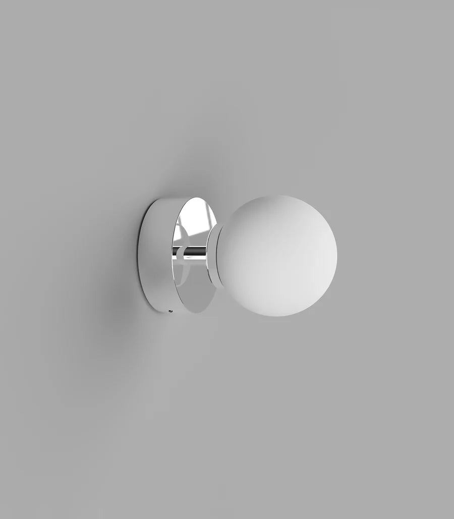 Orb Short Arm Small Wall Light Chrome & Satin White - LR.i01.54a.CH + LR.A03.S.WH