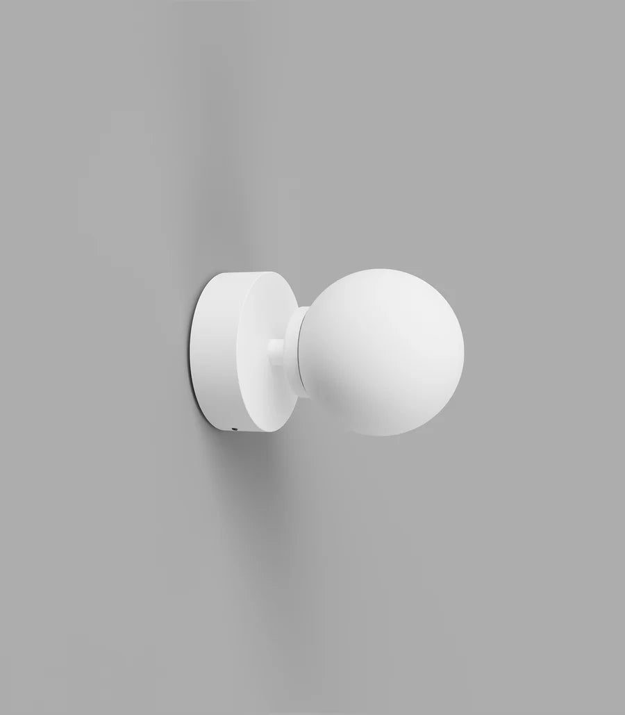 Orb Short Arm Small Wall Light White & Satin White - LR.i01.54a.WH + LR.A03.S.WH