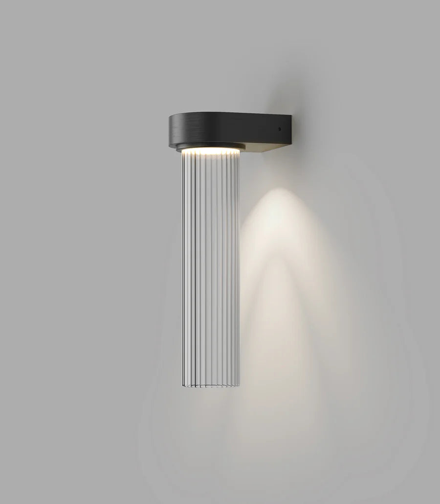 Edge LED Wall Light 4W 2700K Iron & Clear Ribbed - LR.i01.75.IRN + LR.A05.001.CL-RIB