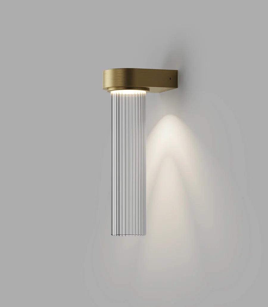 Edge LED Wall Light 4W 2700K Old Brass & Clear Ribbed - LR.i01.75.OB + LR.A05.001.CL-RIB