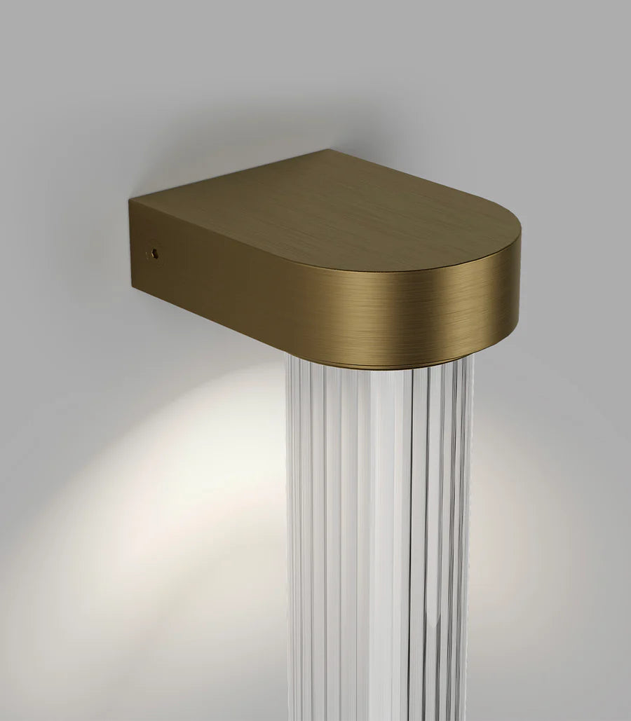 Edge LED Wall Light 4W 2700K Old Brass & Clear Ribbed - LR.i01.75.OB + LR.A05.001.CL-RIB