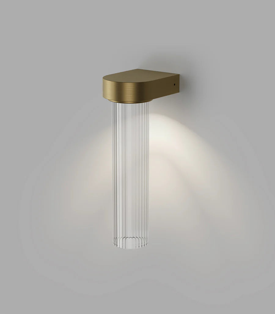 Edge LED Wall Light 4W 2700K Old Brass & Clear Ribbed - LR.i01.75.OB + LR.A05.001.CL-RIB