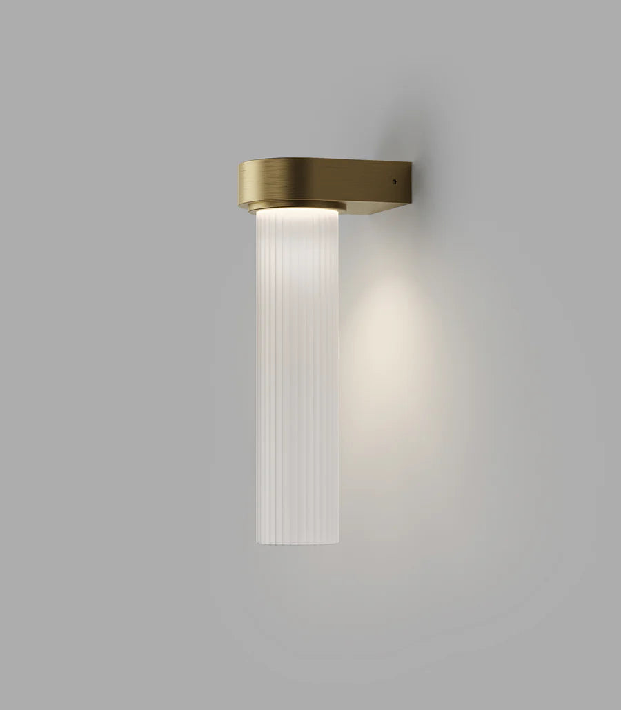 Edge LED Wall Light 4W 2700K Old Brass & Frosted Ribbed - LR.i01.75.OB + LR.A05.001.FR-RIB