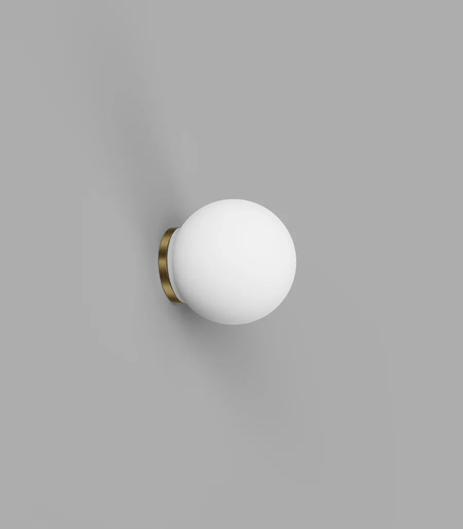 Orb Mirror Small Wall Light Old Brass & Satin White - LR.i01.54M.OB + LR.A03.S.WH