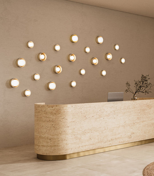 Orb Sur Medium Bathroom Vanity Light White & Old Brass - LR.i01.54e.L.OB + LR.i01.54M.OB + LR.A03.M.WH