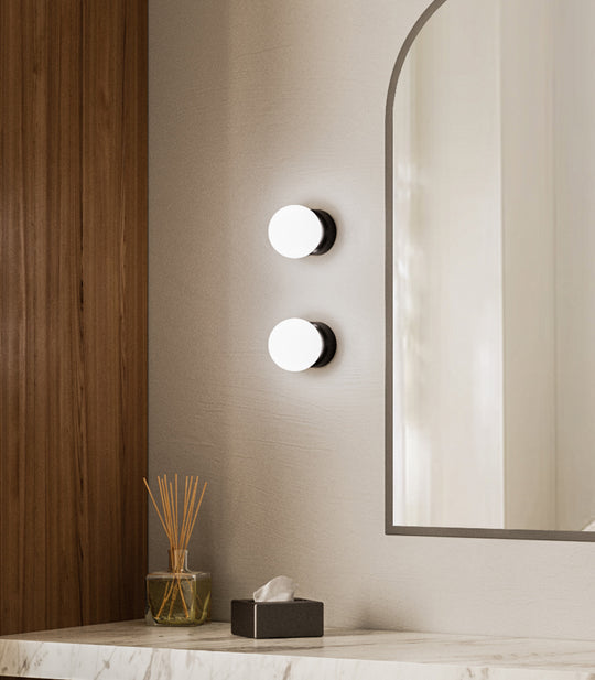 Orb Deco Medium Bathroom Vanity Light White & Iron - LR.i01.54d.IRN + LR.A03.M.WH