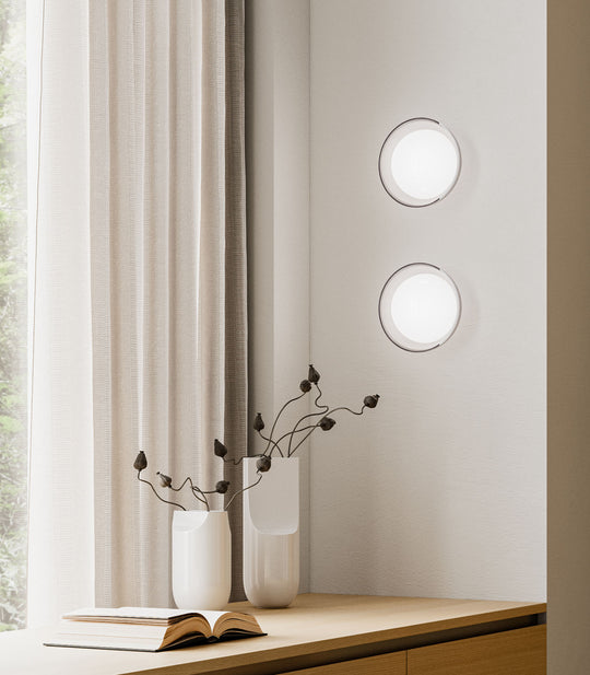 Dome Artisan Bathroom Vanity Light Clear & White - LR.i01.54f.M.CL + LR.i01.54M.WH + LR.A03.DM.WH