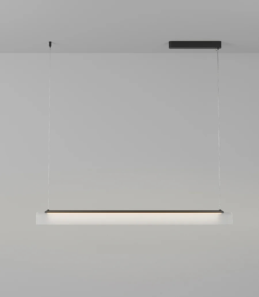 Edge Linear LED Pendant Light 25W 2700K Iron & Frosted Ribbed - LR.i02.75.120.IRN + LR.A04.75.120.FR-RIB