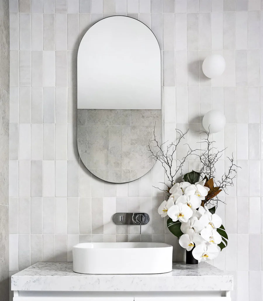 Orb Mirror Small Wall Light Iron & Satin White - LR.i01.54M.IRN + LR.A03.S.WH