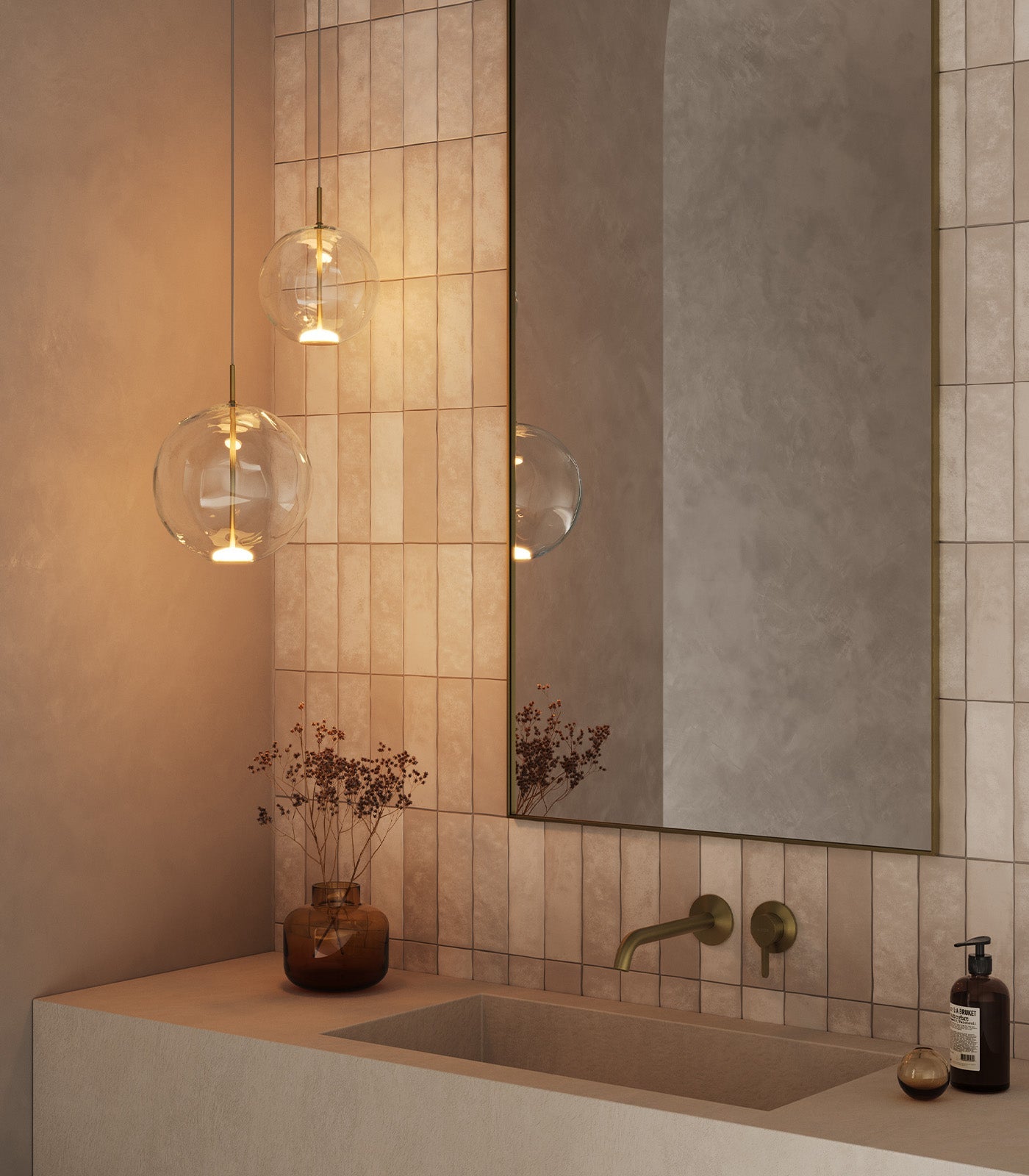 Orb Air Medium LED Pendant Light Old Brass & Clear 4W Warm White - LR.i02.56.230CL.OB