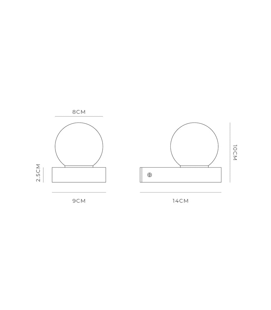 Orb Ledge Small Wall Light Old Bronze & White - LR.E01.54.DB + LR.A03.S.WH