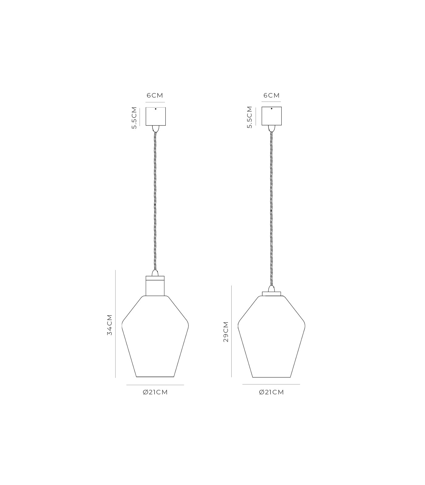 Parlour Geo Pendant Light Iron & White - LR.i02.25.IRN + LR.A01.005.WH