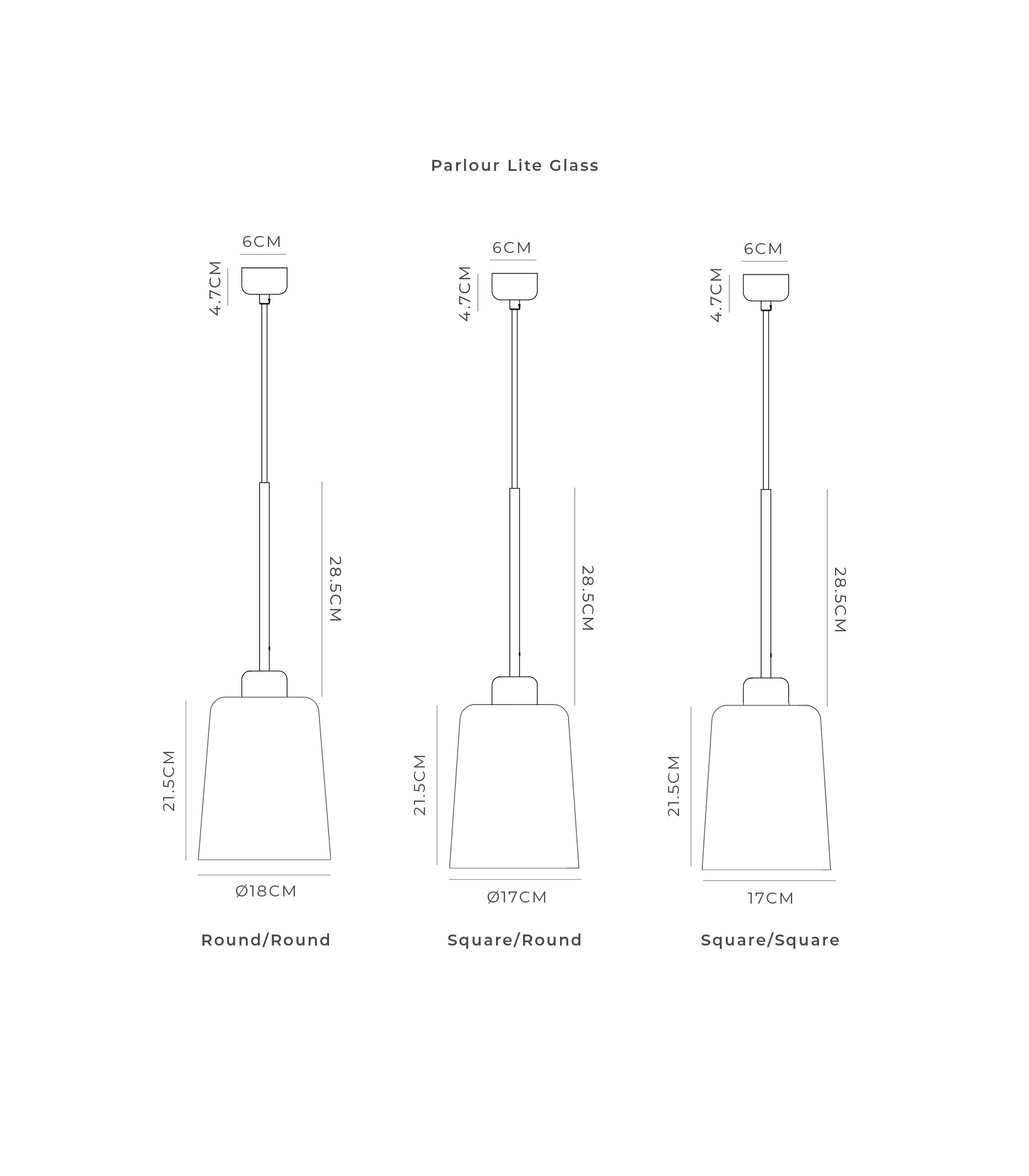 Parlour Lite Glass Pendant Light Black & Clear Square/Square - LR.i02.26.BL + LR.A01.001