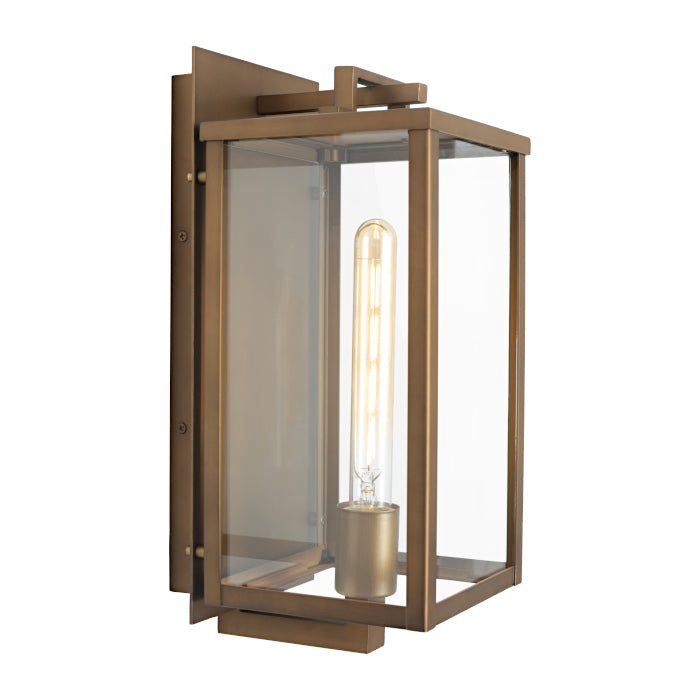 Lille Exterior Wall Light Aged Brass & Clear - LILL1EAGB