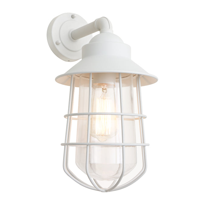 Lincoln Exterior Wall Light White & Clear - LINC1EWHT