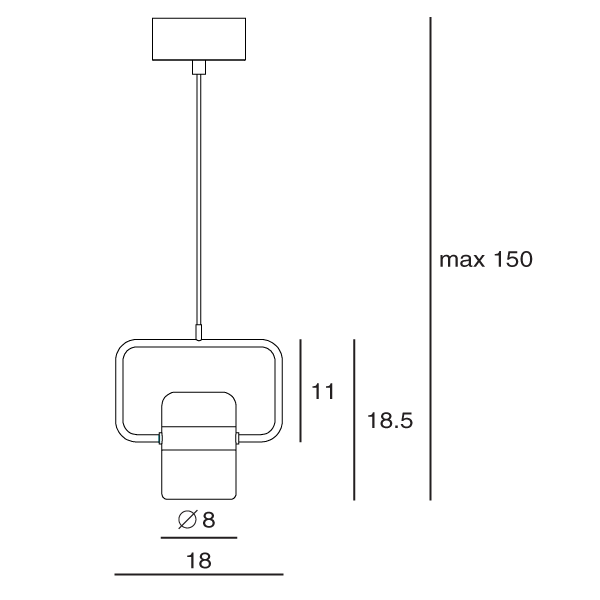 Ling Horizontal Pendant White & Brass - SE S/LING/H/WH/BR