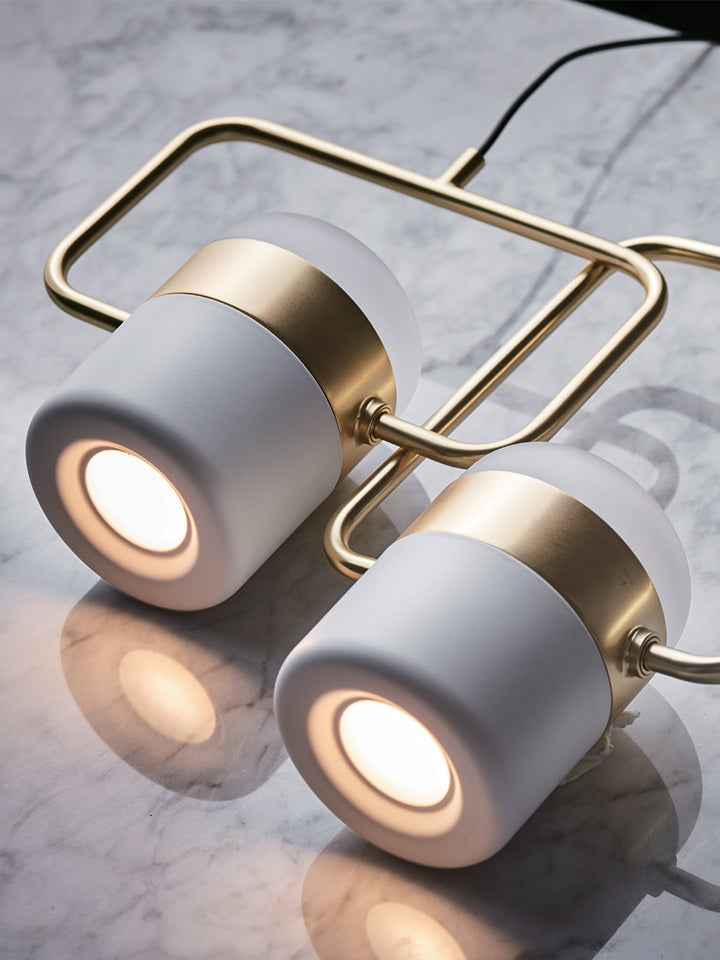 Ling Vertical Pendant White & Brass - SE S/LING/V/WH/BR