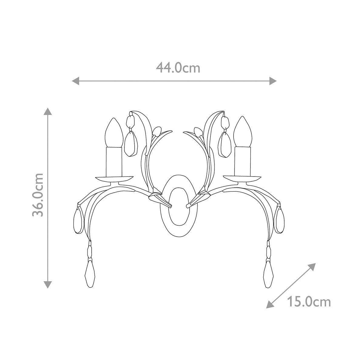 Lily 2 Light Wall Light Bronze Patina - LL2-ANT-BRZ