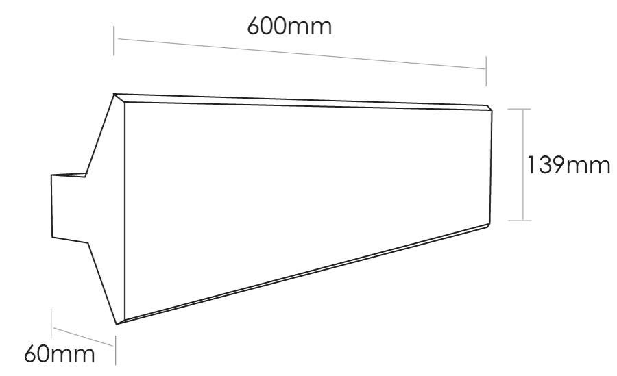 Long LED Wall Light 12W 3000K Black - SI A/LONG/60/BLACK