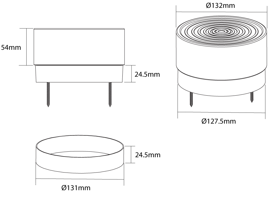 Loop LED Exterior Ceiling Wall Light 5W Tri-Color White - SI A/LOOP/FUSION/WHITE