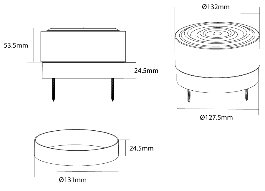 Loop LED Exterior Ceiling Wall Light 5W Tri-Color Black - SI A/LOOP/WAVE/AMBER/BLACK