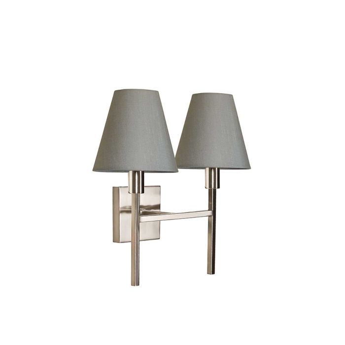Lucerne 2 Light Wall Light Brushed Nickel & Grey Shades - LUCERNE-2LT