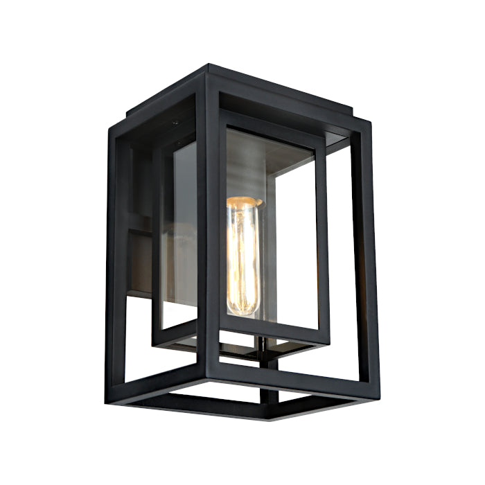 Luton Exterior Wall Light Black & Clear - LUTO1EBLK