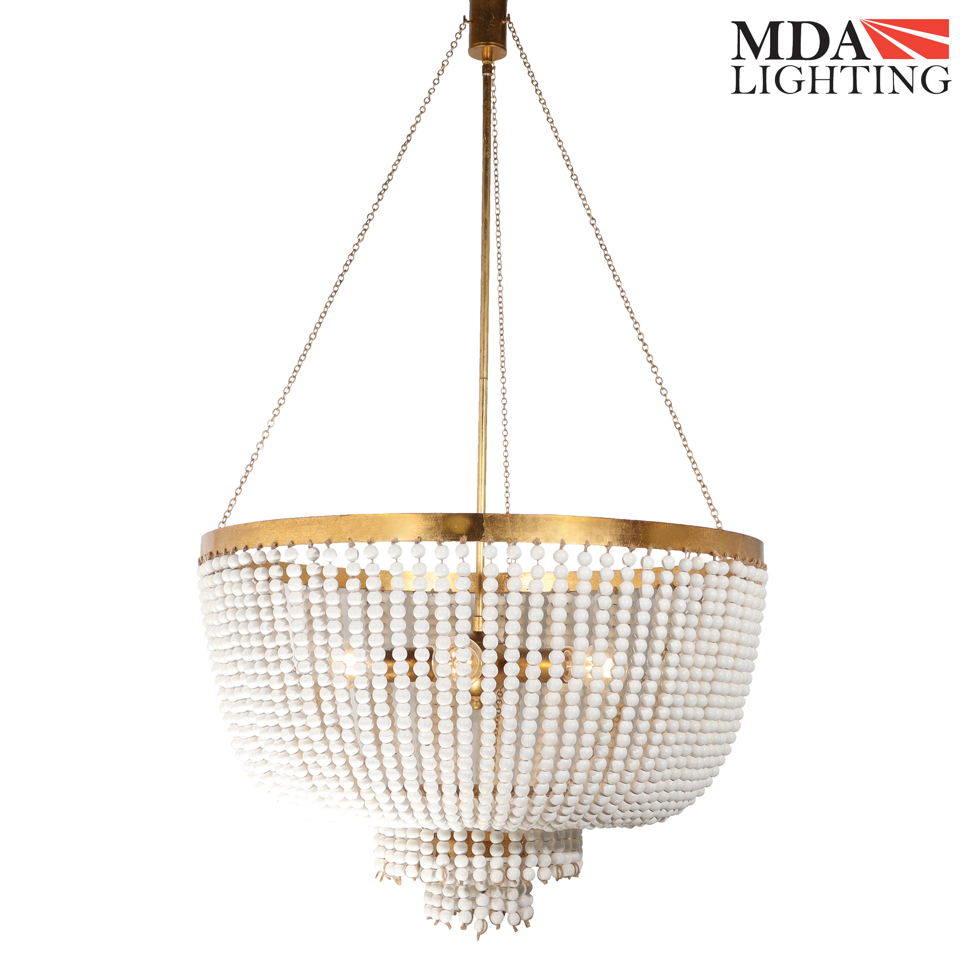 Maddisson 5 Light Pendant Whitewash & Gold - MDAMAD5WWGD