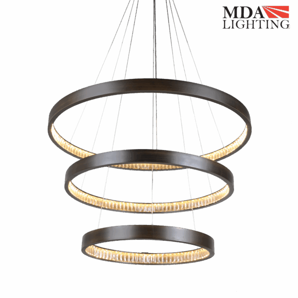 Margo LED 3 Tier Pendant Light Black & Crystal - MDAMAR186