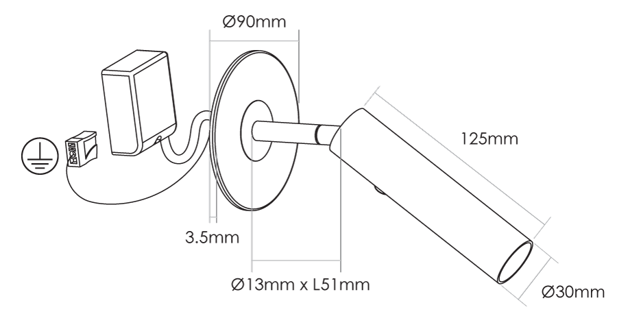 Milan Bedside Spot Light 5W 3000K Black - SI A/MILAN/5W/BLACK