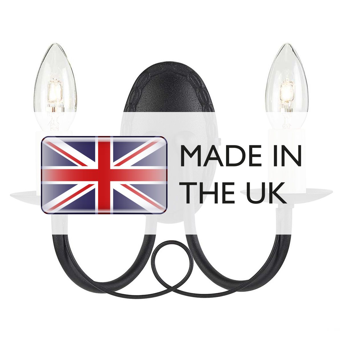 Minster 2 Light Wall Light Black - MN2-BLACK