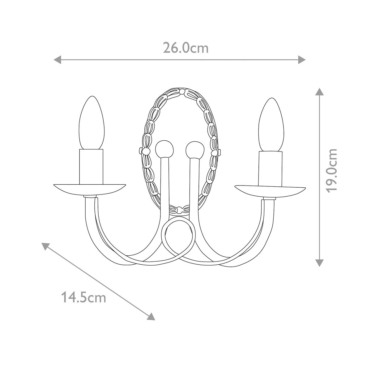 Minster 2 Light Wall Light Black - MN2-BLACK