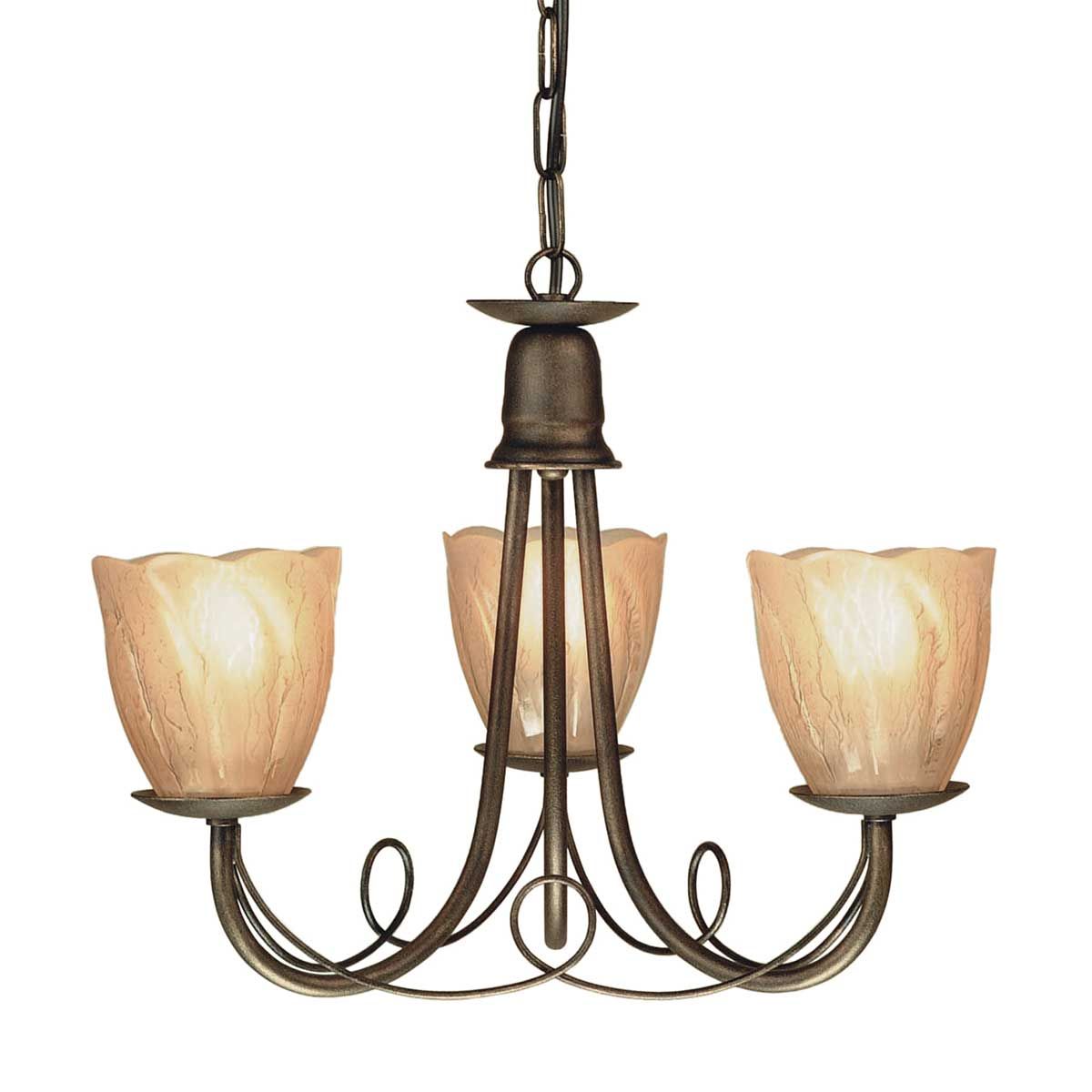 Minster 3 Light Chandelier Black & Gold Patina - MN3-BLK-GOLD
