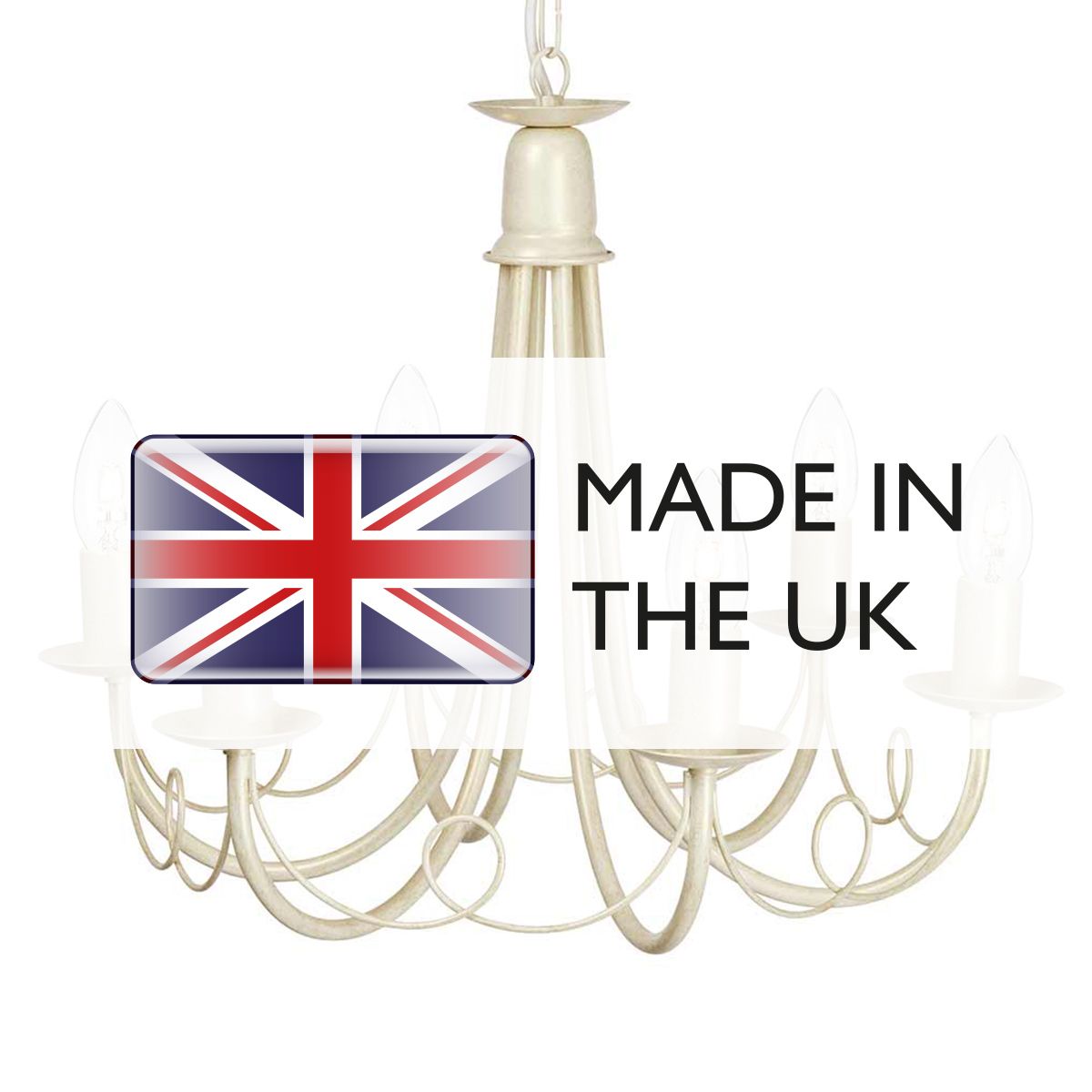 Minster 6 Light Chandelier Ivory & Gold Patina - MN6-IV-GOLD