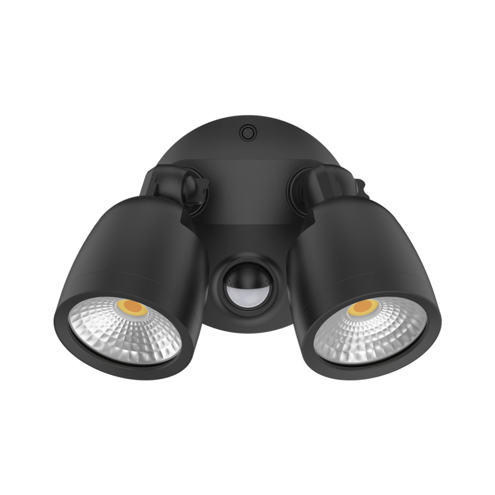 Buy Security Wall Lights Australia MURO LED 2 Spotlights With Sensor 20W Black 3CCT - 25076