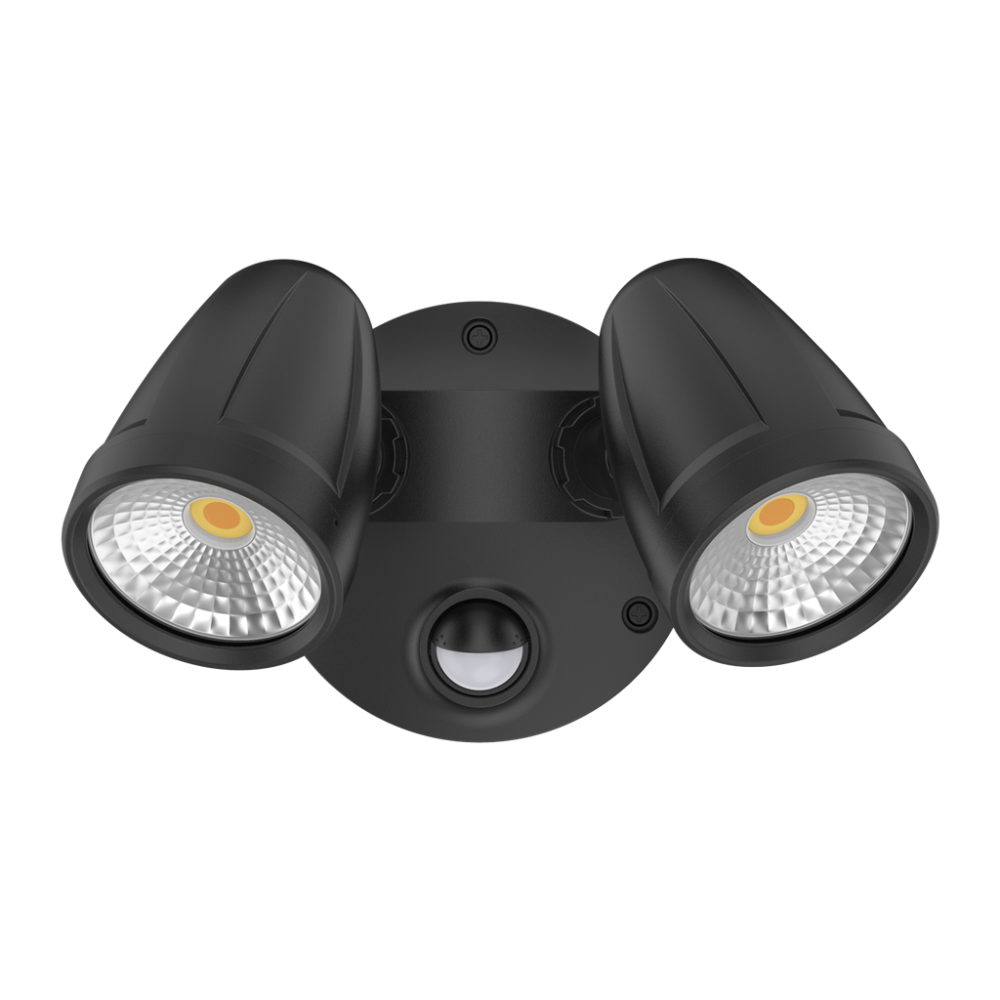 Buy Security Wall Lights Australia MURO LED 2 Spotlights 32W With Sensor Black 3CCT - 25086