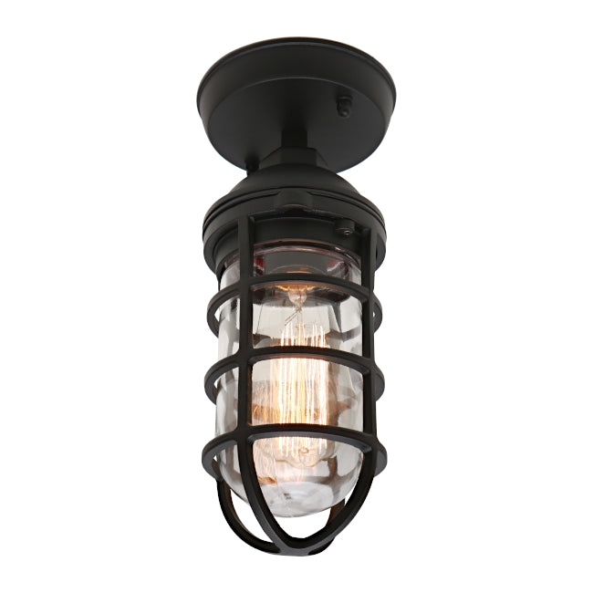 Newport Under Eave Ceiling Light Black & Clear - NEWP1UBLK