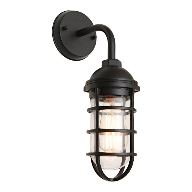 Newport Exterior Wall Light Black & Clear - NEWP1EBLK