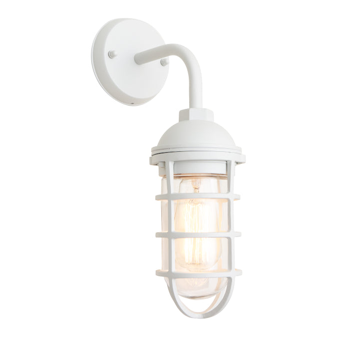 Newport Exterior Wall Light White & Clear - NEWP1EWHT