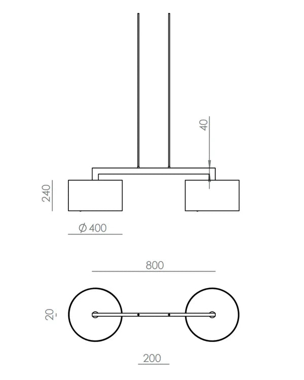 Rems 2 Light LED Pendant Light 9W 2700k Matte Black - ARO.C1318/2/NEG-NEG