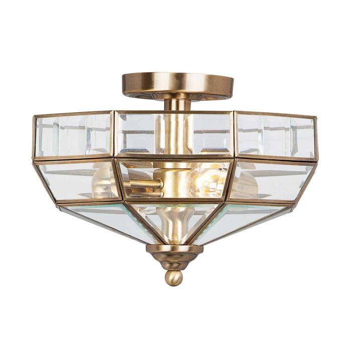 Old Park 2 Light Semi Flush Mount Light Antique Brass - OLD-PARK-AB
