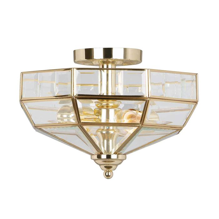 Old Park 2 Light Semi Flush Mount Light Polished Brass - OLD-PARK-PB