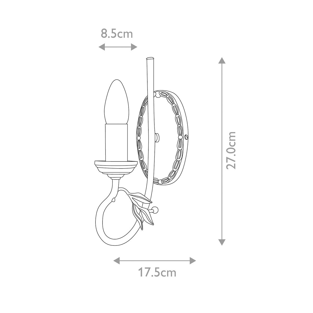 Olivia 1 Light Wall Light Black & Gold Patina - OV1-BLK-GOLD