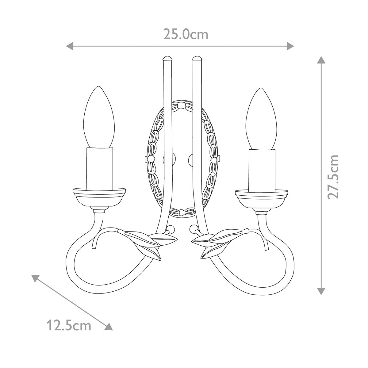 Olivia 2 Light Wall Light Black & Gold Patina - OV2-BLK-GOLD