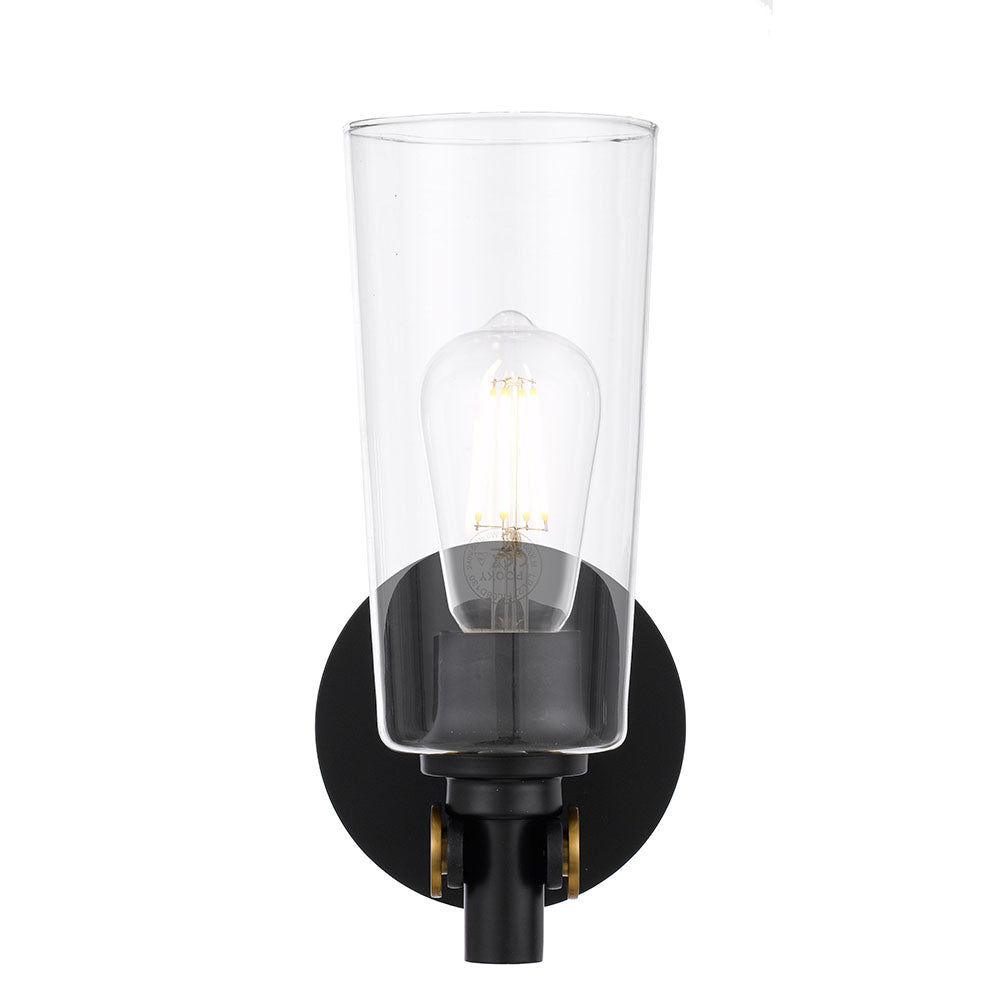 Buy Wall Sconce Australia Delmar 1 Light Wall Light Black / Clear - DELMAR WB-BKCL
